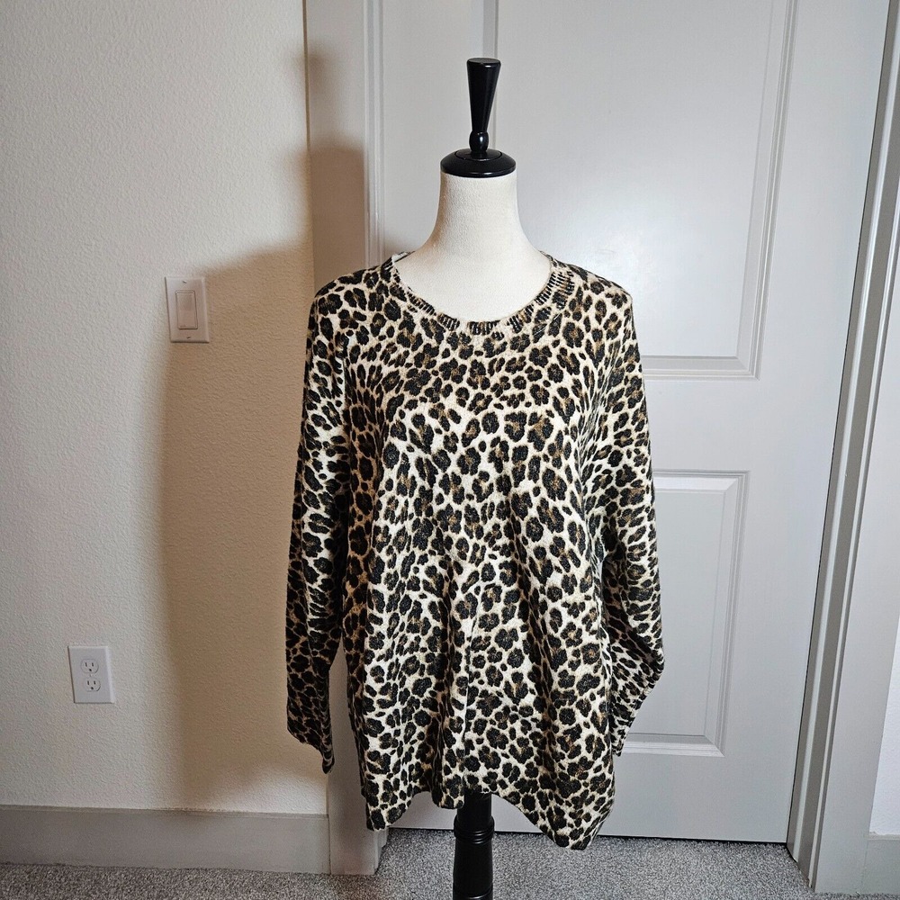 NWT‎ Vince Camuto Sweater Women 3X Tiger Leopard Print Pullover  - NEW